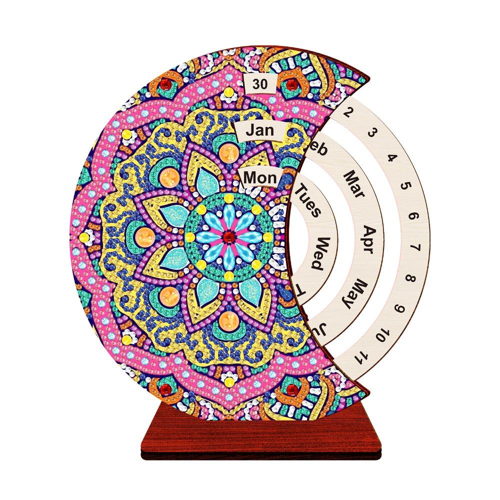 Wooden Diamond Art Perpetual Calendar Kits DIY Diamond Painting Calendar  For Adults