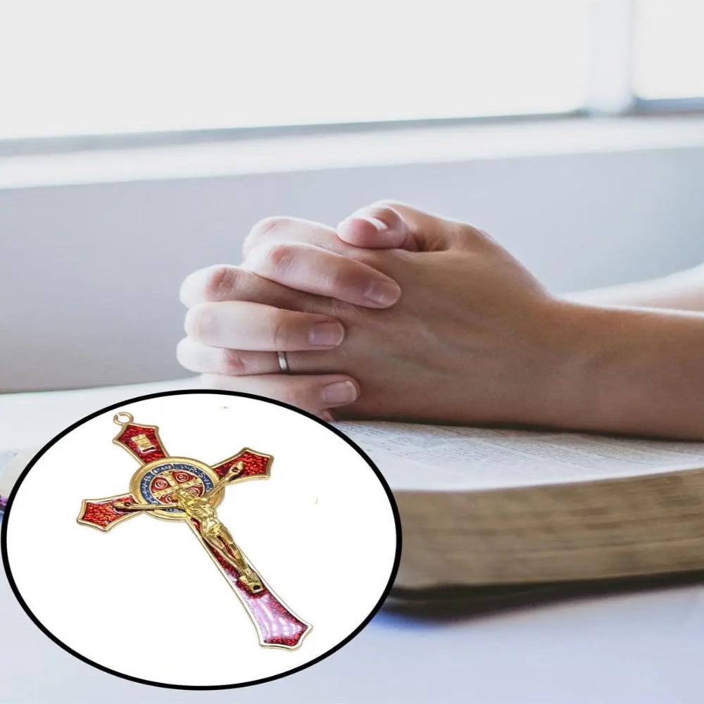 Catholic Saint Crucifix Pendant Prayer Vintage Religious Decoration  Home Office Decoration