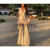 Spring New Women's Clothing Ins Style Lace High Waist Casual Trousers + V Neck Long Sleeves Lace Lace Cardigan Top