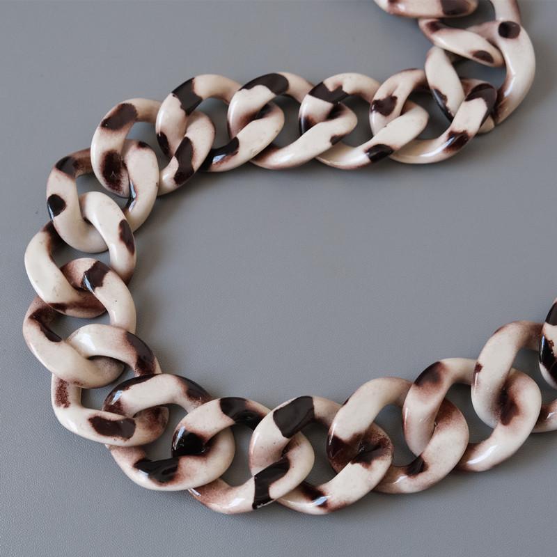 Новый милый аксессуар для телефона, съемные детали, цепочка, белый леопард, через плечо, смола, роскошный шейный ремешок, чехол для телефона, цепочки, акриловая цепочка на плечо