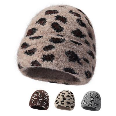 Зимняя шерстяная шапка с леопардовым принтом, уличная, ветрозащитная, теплая, толстая, пятнистая шапка