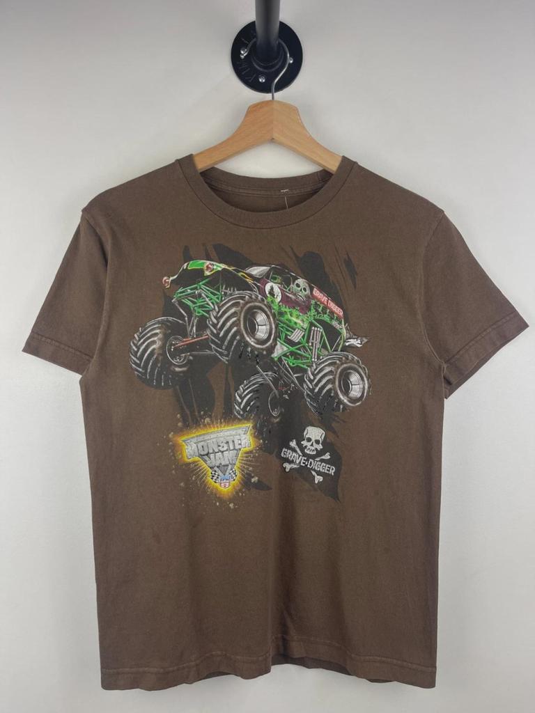 Vintage Grave Digger Monster Truck Brown Kids Tee Size M 10/12