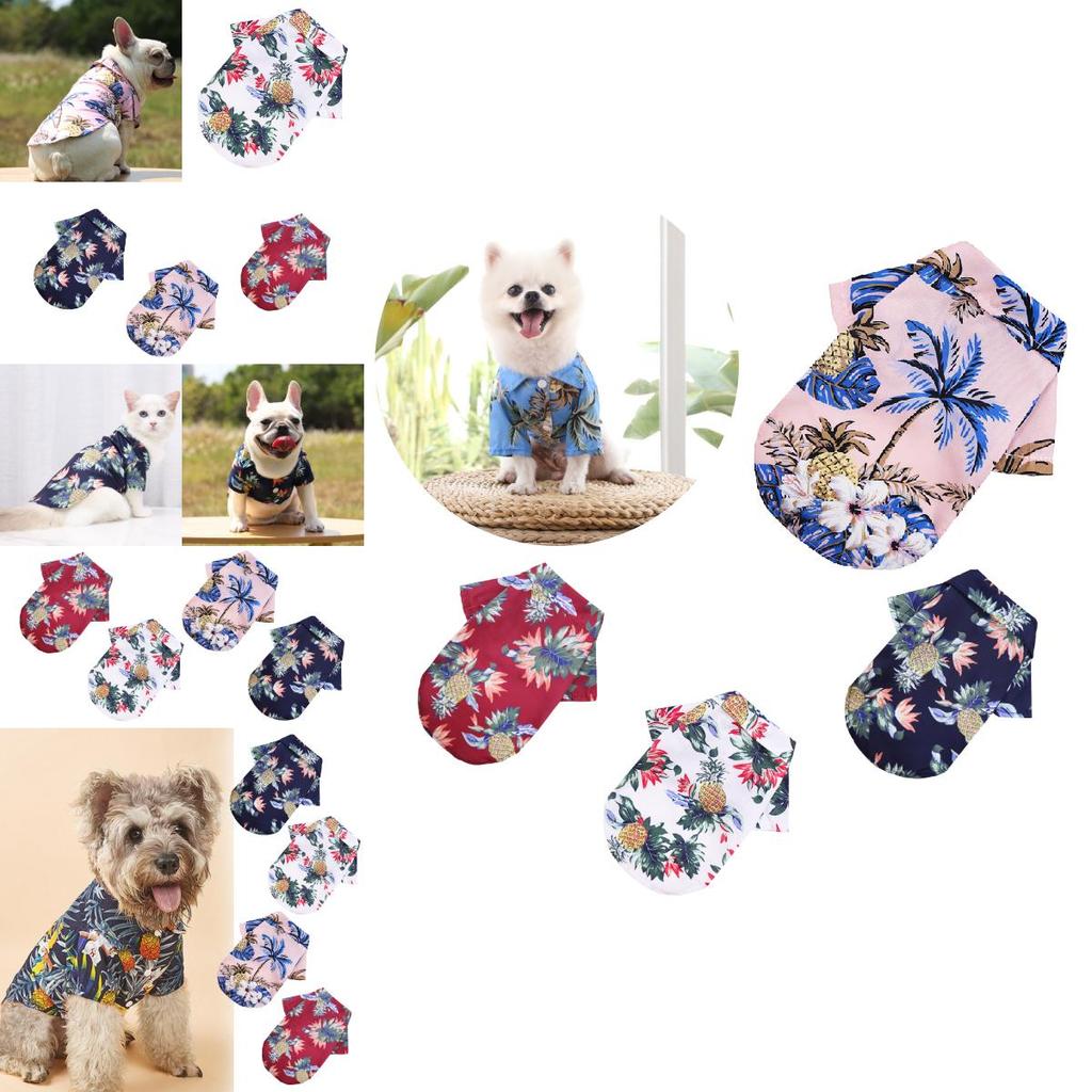 Летняя одежда для щенков Футболка с принтом ананасов в гавайском стиле для маленьких и средних собак и кошек, удобный шифоновый материал