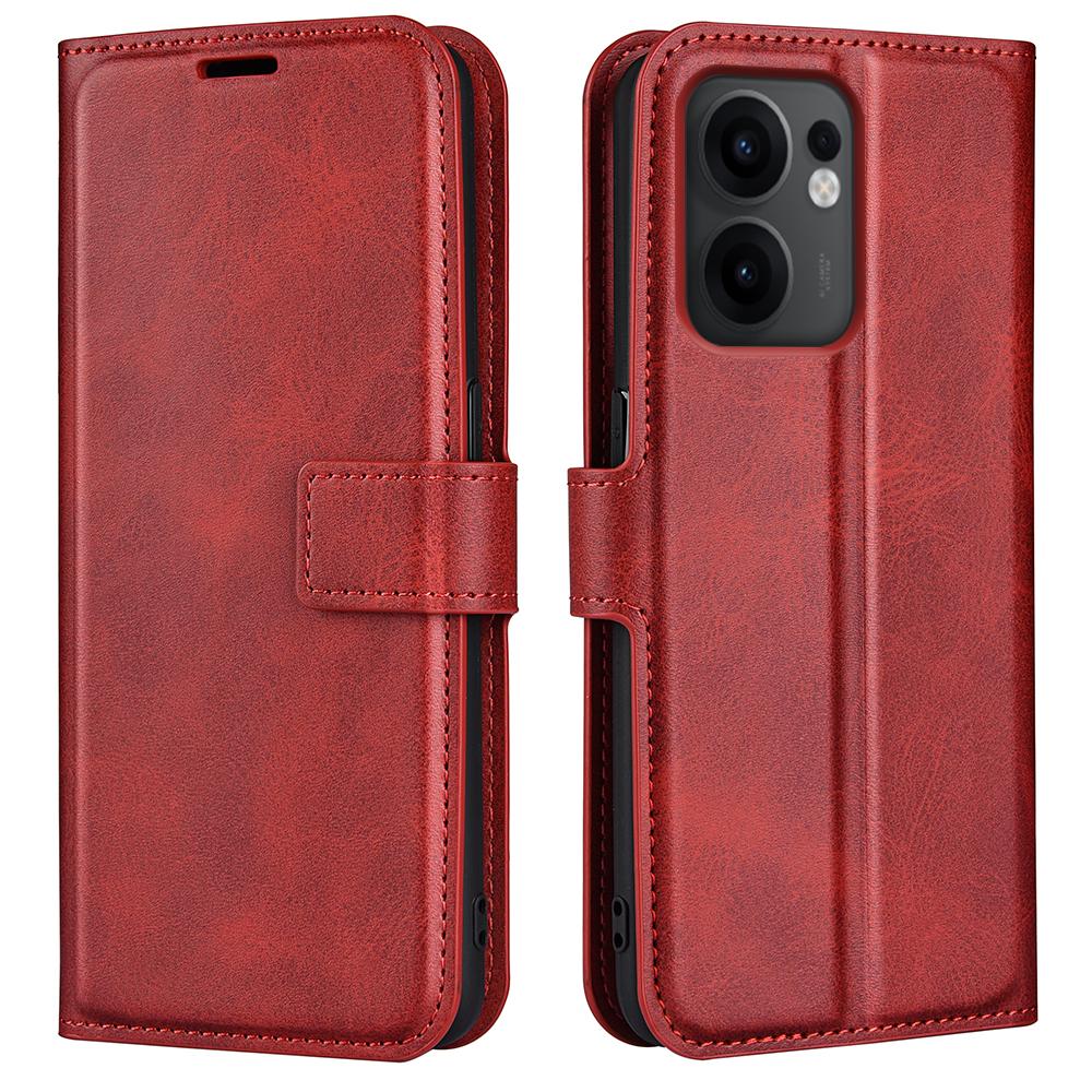 For Oppo Reno13 F 5G Stand Case Anti-Scratch Calf Texture Leather Phone Cover