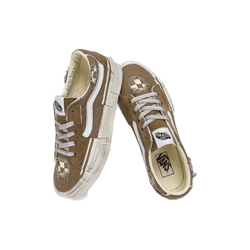 Vans Sk8 Reconstruct Round Toe Lace-Up Comfortable Durable Lightweight Low-Top Skate Shoes Unisex Sneaker Brown VN0009QSBS8