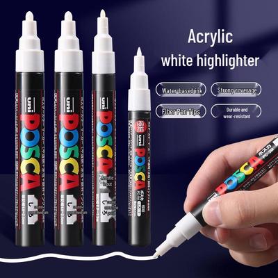 Набор акриловых маркеров Uni POSCA Белый: PC-1M/3M/5M для ручной росписи черных карточек