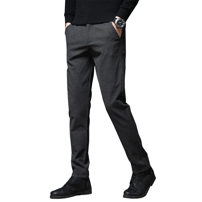2024 осень и зима мужские плюшевые/обычные повседневные брюки универсальные облегающие брюки для костюма легкие деловые брюки длинные брюки