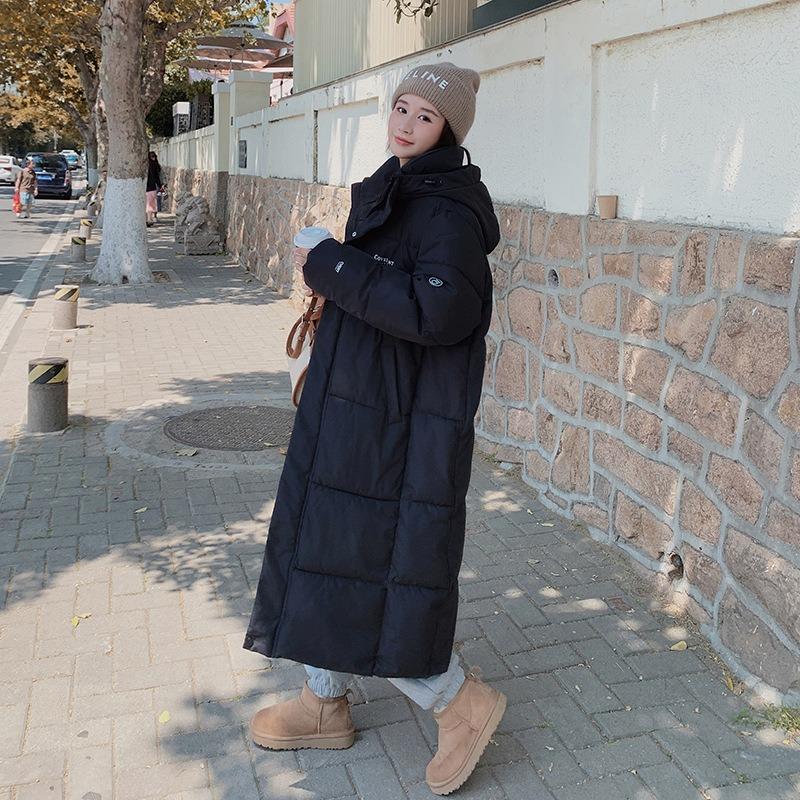 Большой размер выше колен ноги голые хлеб одежда пуховик хлопковая одежда женская зима новая мода средняя и длинная хлопковая куртка