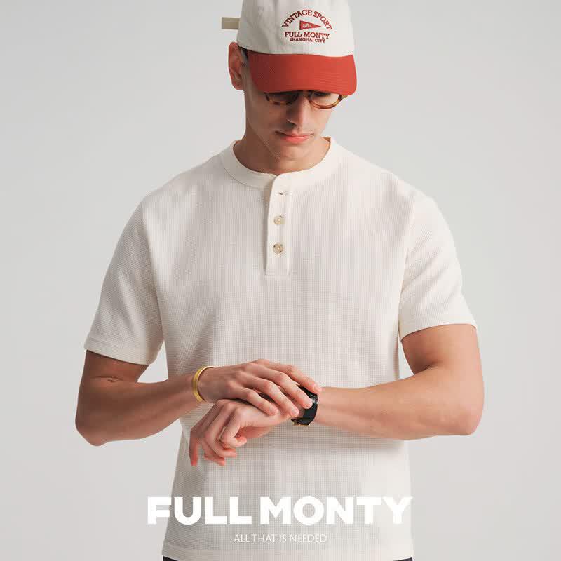 Мужская вафельная футболка-henley FULL MONTY