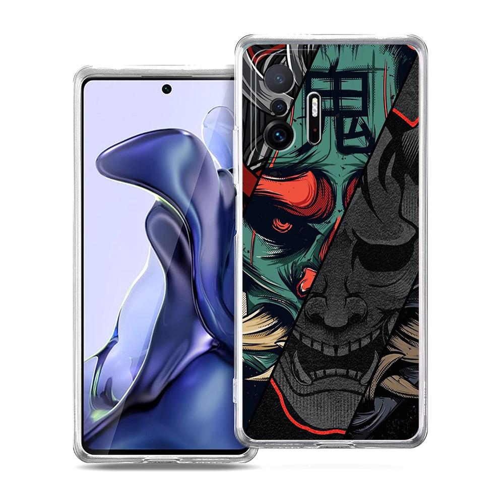 Прозрачный чехол для телефона для Xiaomi Mi 14 13 12 11 Ultra 13T 12T 11T Poco X3 NFC F3 F6 Pro Мягкий ТПУ корпус Самурай Они Маска Япония