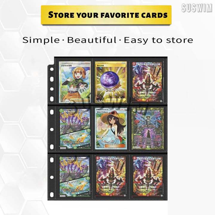 Файл для коллекционных карточек Файл для карточек Совместим с 2, 3 и 4, 9 карманными картами Собирайте покемонов и другие карты 30 отверстий, отверстия, отверстия, лист, (Черный,
