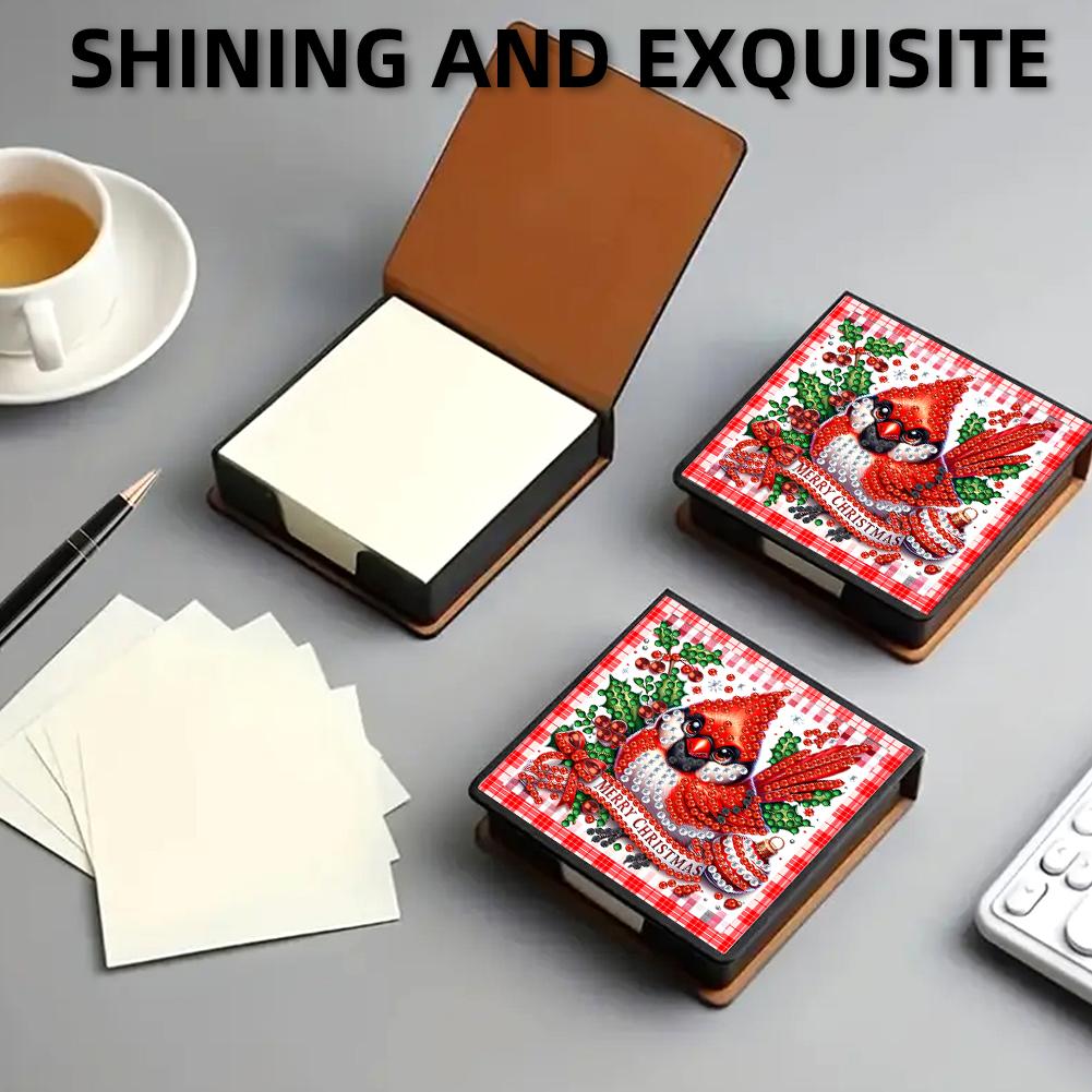 5D DIY PU Gem Art Sticky Note Holder with 160 Sheets Paper Self Adhesive Crystal Note Box Mosaic Kit for Desktop Decoration