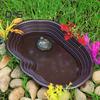 Reptile Food Dish Reptile Bathing Tray Pool Turtle Water Dish Resin Feeding Bowl for Semi Aquatic Tortoises Bearded Dragon Lizard Frog