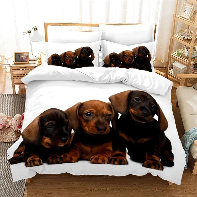 3D Print Cute Dog Lovely Puppy Pet Comfortable Duvet Quilt Cover Pillowcase Bedding Set Children Bedroom Decoration Home Textile