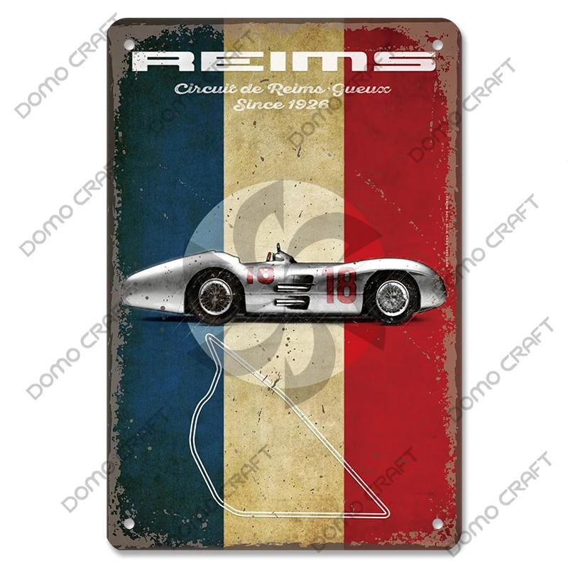 Racing Car Plaque Metal Tin Sign F1 Racetrack Vintage Poster Wall Art Decor for Garage Racing Club Home Wall Decoration