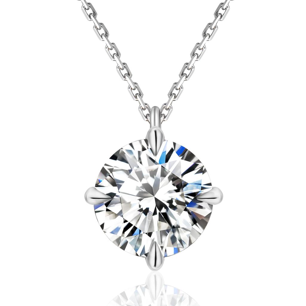 Moissanite Necklace for Single Diamond 2ct Large Moissanite S925 Silver Necklace Adjustable Gift for Women [KRKCLIFE] Women, Necklace, Pendant, Chain,