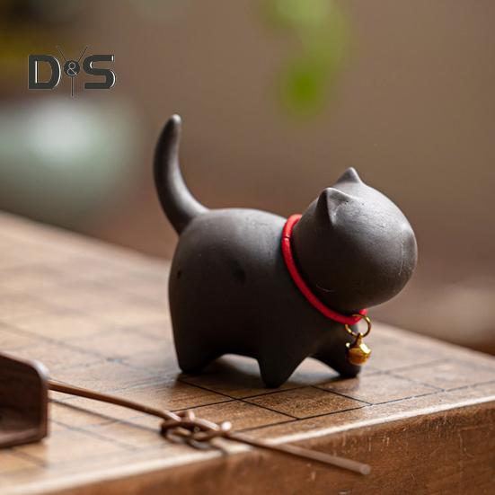 Чайный сервиз «Котенок» с изображением питомца в стиле кунг-фу, изготовленный вручную из фиолетового песка, для чайного домика в стиле восточной элегантности, для стола, домашнего офиса, чайной комнаты, уникальный подарок для любителей чая