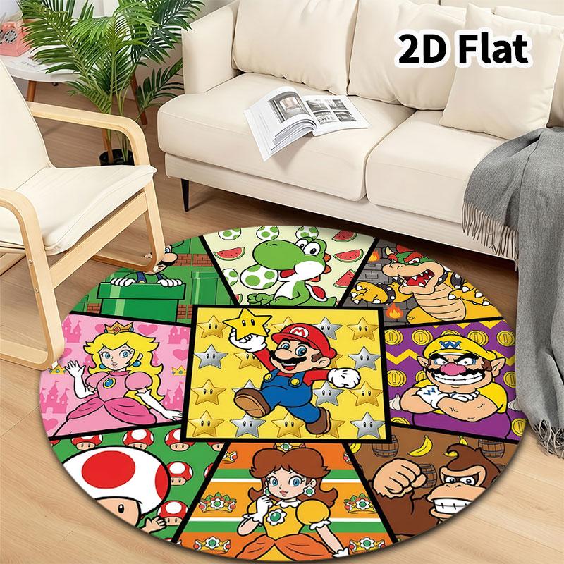 Super Mario Round Area Rug Carpet Rug For Living Room Bedroom Sofa Playroom Decor Nonslip Floor Mat