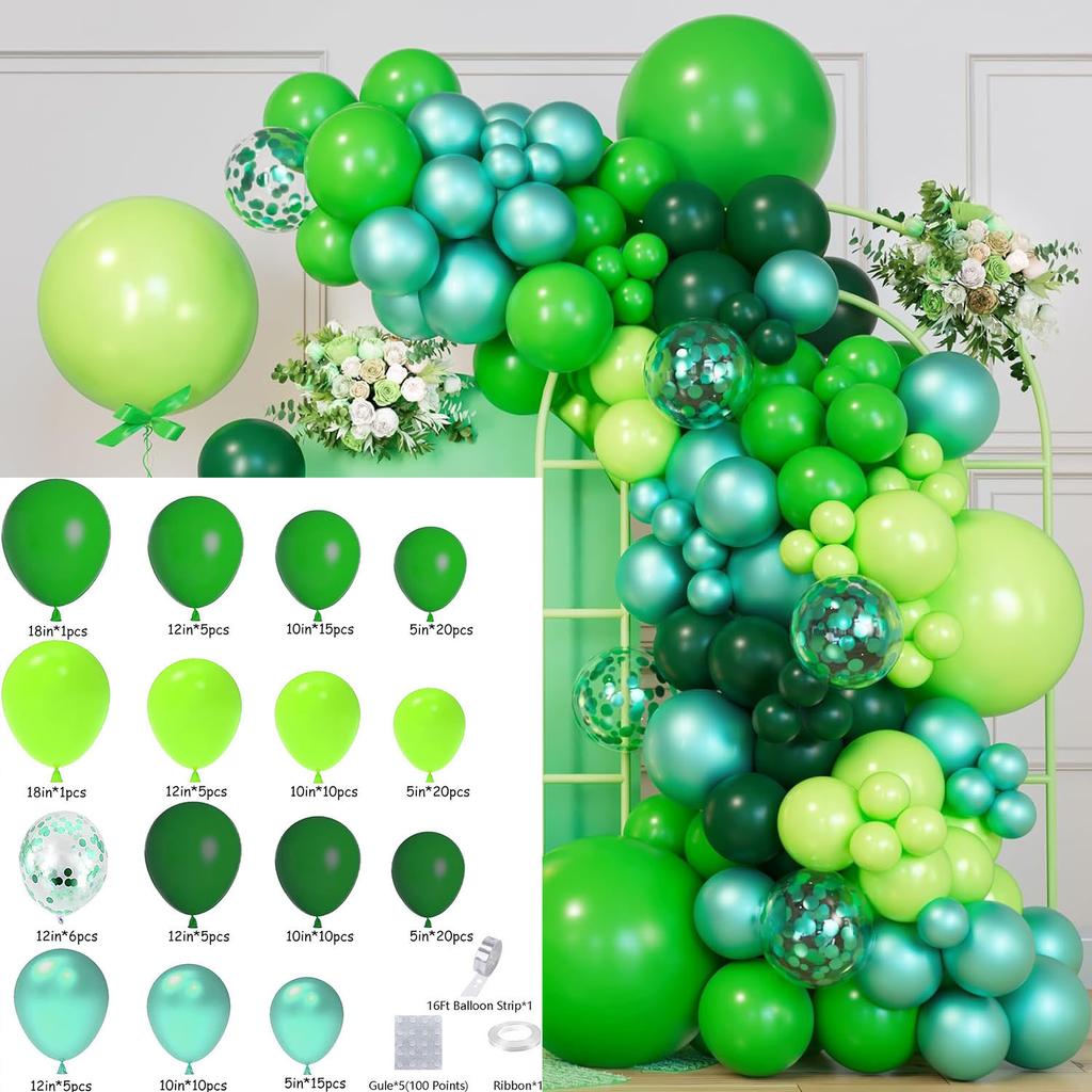 Mori Set Green Latex Balloon Chain Set Vintage Themed Birthday Party Decorative Jungle Set