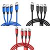 Кабель USB C с тремя портами для быстрой зарядки, плетеный шнур 4 фута, совместимый с различными электронными устройствами, эффективный зарядный кабель для автомобиля