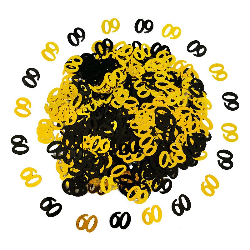 15 г/пакет Цифровое золото Черное конфетти Блестки Число 18/21/30/60/70 Бумажные обрывки Вечеринка по случаю дня рождения Юбилей Свадебное украшение