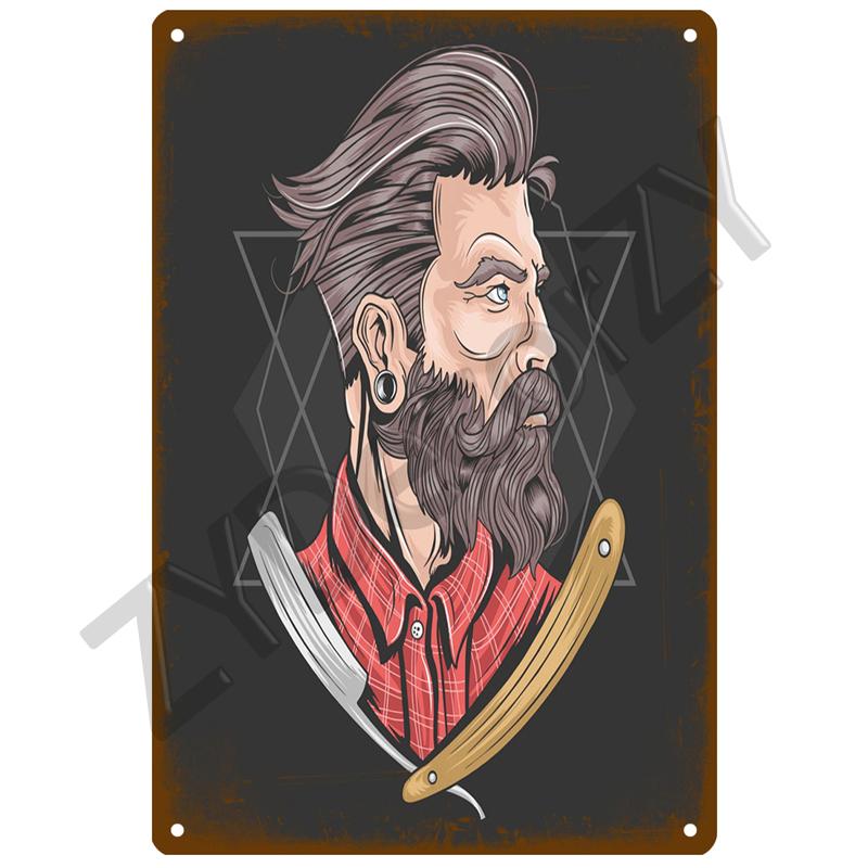 Vintage Home Decor Tin Sign Barber Shop Metal Sign Poster Bar Pub Retro Plaque Haircut and Shave Beard Iron Paintings Art Plates