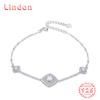 Lindon Women Zircon 925 Sterling Silver Jewelry Geometric Bead Chain Link Bracelet Fashion Fine Wedding Gift for Girlfriend