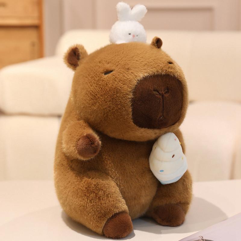 22Cm Cute Kapibala Capybara Plush Toy Cartoon Capybara Holding Ice Cream Coconut Stuffed Soft Animal Pillow Doll Creative Gift
