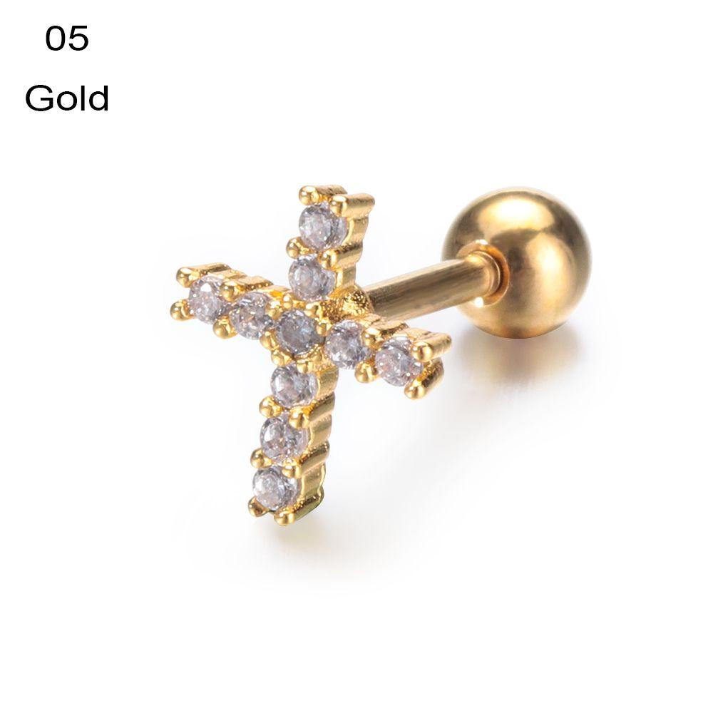 Серьги-гвоздики Helix Tragus Star Moon Heart CZ Пирсинг ушей Серебряные золотые украшения для тела