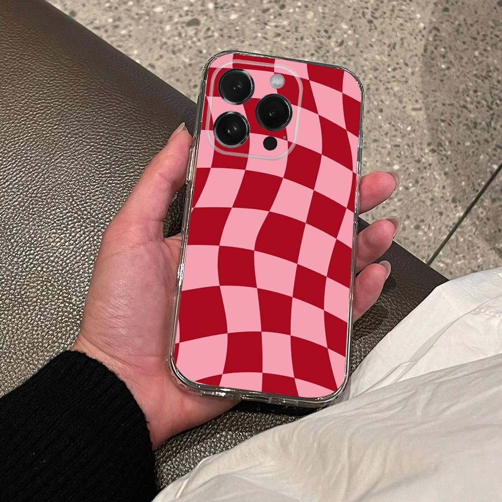 Клетчатая шахматная доска Чехол для телефона Для iPhone 17,16,15,14,13,12,11 Pro,Max,Plus,X,XS,XR,SE4 Mini Прозрачный Мягкий Чехол