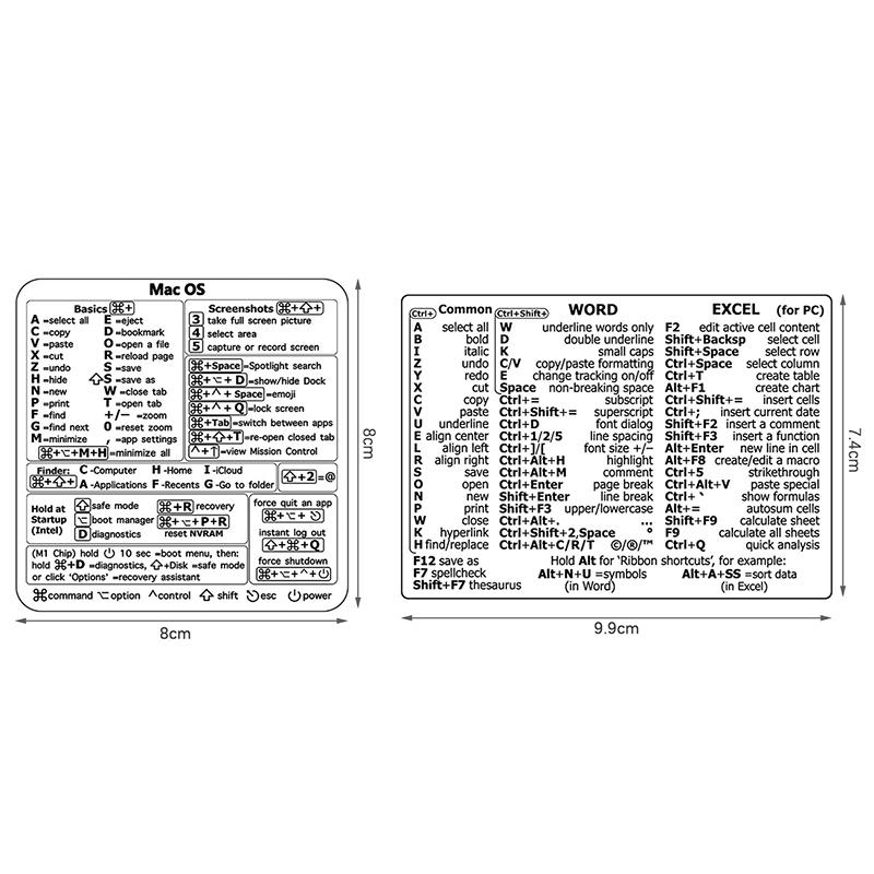 30Pcs Windows+ Word/Excel /Adobe Photoshop Keyboard Guide Shortcut Sticker