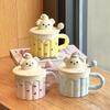 High Value Cartoon Bear Cup Ins Wind Creative Ceramic Mug with Lid Coffee Milk Cup Birthday Gift