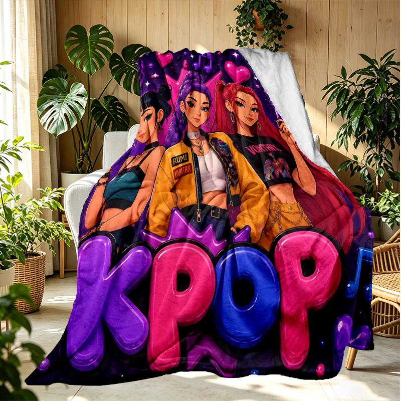 K Pattern Blanket for Home Decoration, Bed, Sofa, Car Travel, Camping, Suitable for All Seasons, Birthday Christmas Gift