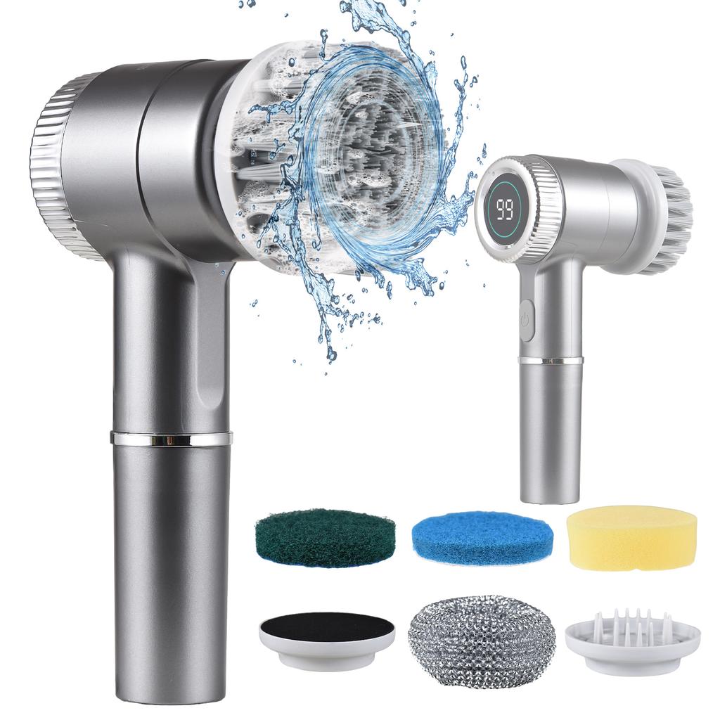 Набор электрических чистящих щеток, портативный беспроводной электрический вращающийся скруббер, водонепроницаемый, 3 скорости, цифровой