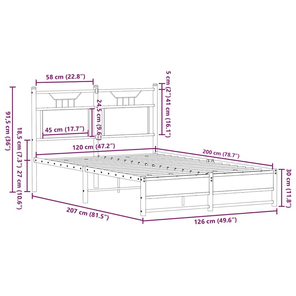 Bed Frame without Mattress Brown Oak Look 120 x 200 cm Engineered Wood