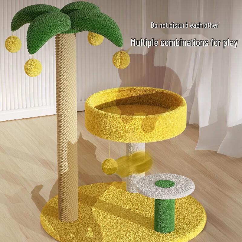 Coconut Tree Cat Condo with Integrated Bed