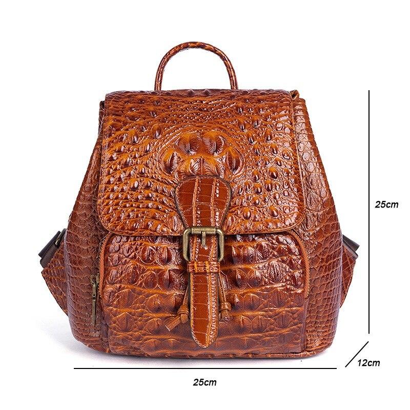 Johnature Винтажный женский рюкзак из натуральной кожи с тиснением под крокодила, многоцелевые дорожные сумки из воловьей кожи для отдыха