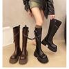 Over The Knee Long Boots Women Winter , New Style With Belt Buckle, Handsome Height Increasing Tube Thick Soled Knight Boots