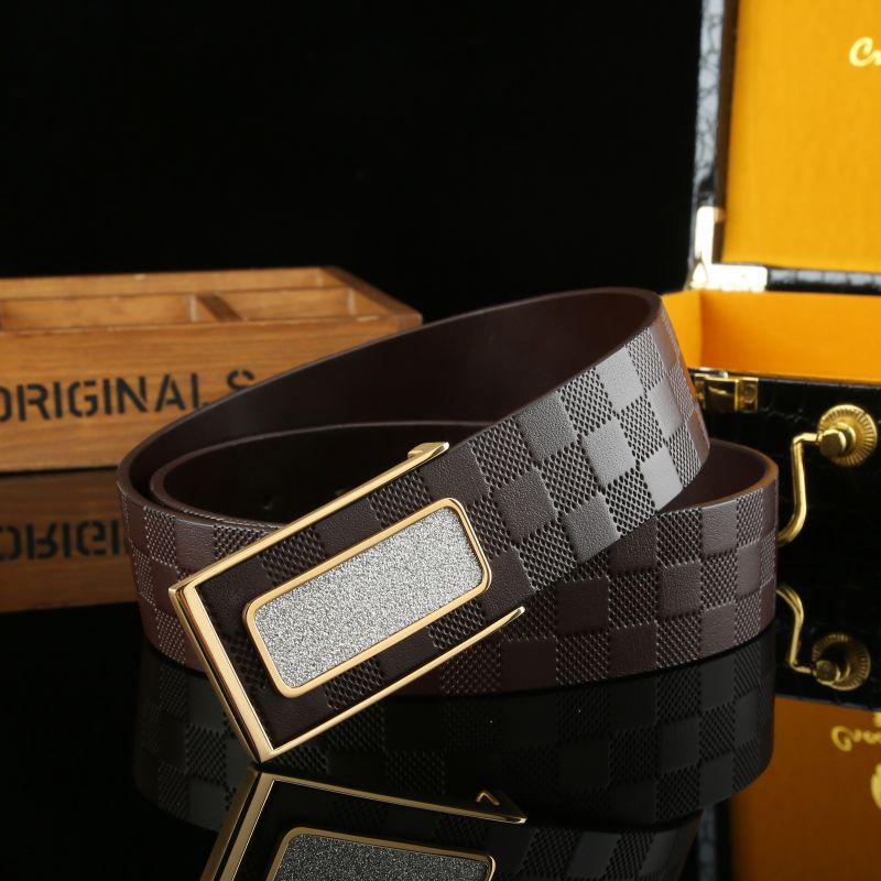 Men's Stylish Pure Cowhide Belt with Smooth Buckle - Casual and Versatile Wear