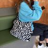 New Bag Winter Retro Large Capacity Canvas Bag Side Backpack for Women Zebra Pattern Plush Shoulder Crossbody Bag
