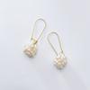 14K Real Gold Plated Freshwater Pearl Flower Ball Hoop Earrings for Women Bridal Jewelry