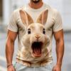 New Men's T-Shirt 3D Funny Surprised Animals Face Print  Pig Bunny Sheep Humorous Graphic Casual Short Sleeve Tops Y2K Clothing