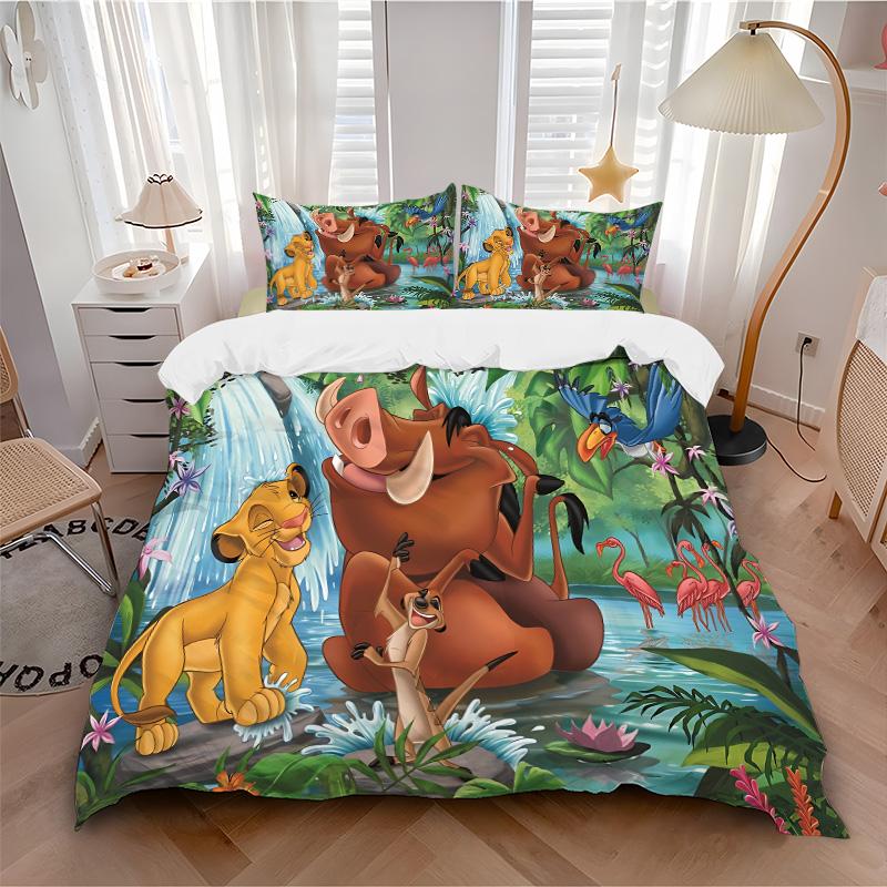 Lion Jungle Adventure Print 3Pcs Bedding Setduvet Cover With 2 Bedropillowcase Home Birthday Gift
