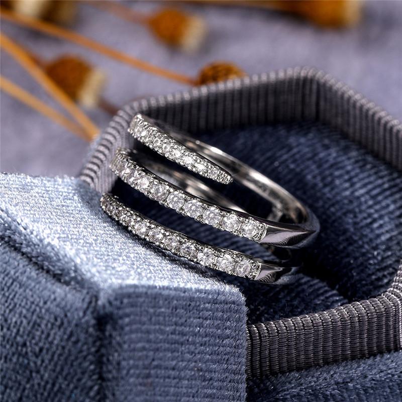 CopperFashion Surround Shaped Finger Rings for Women Shiny Crystal CZ Stone Party Bridal Rings Statement Jewelry