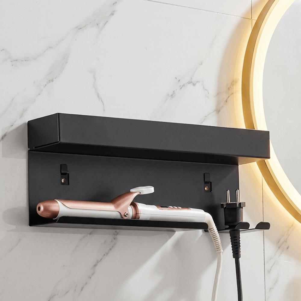 Wall Mounted Curling Iron Storage Rack No Drill Hair Tool Holder Apartment Use