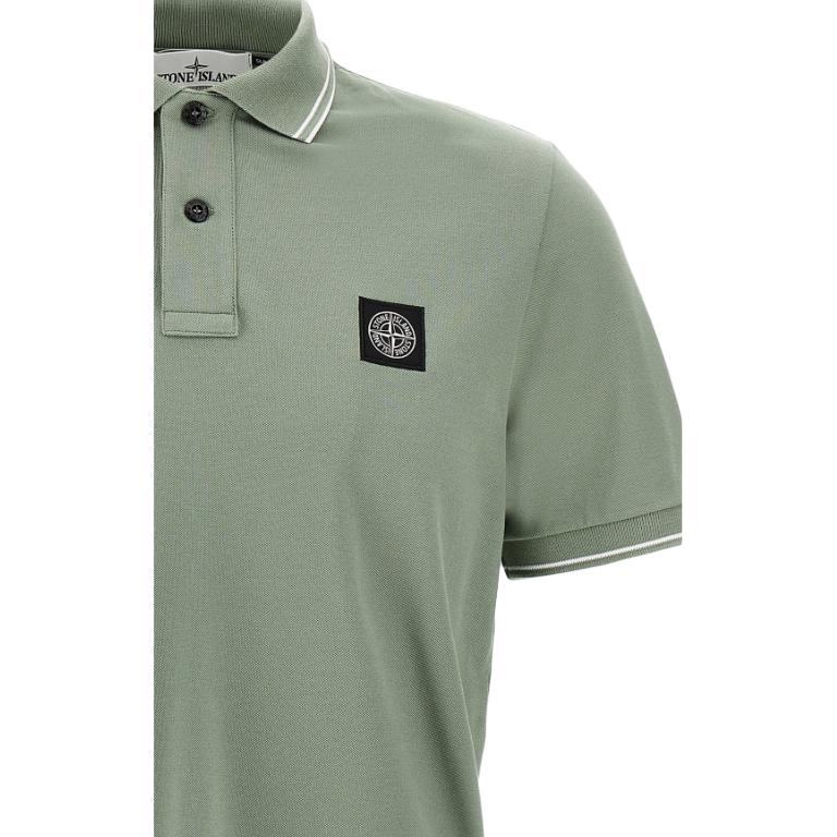Stone Island Logo Patch Slim Fit Polo Shirt Men tops Green K1S1522002SCS0018-V0055