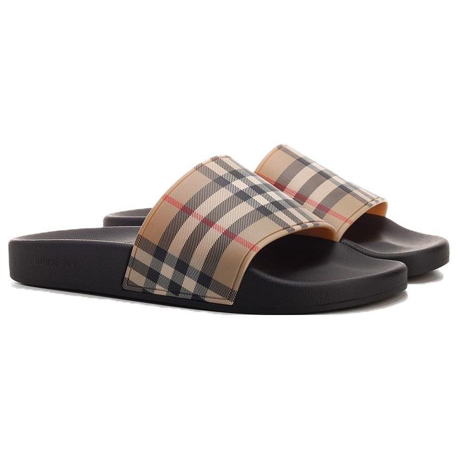 Burberry Винтажные шлепанцы в клетку Архивный бежевый 80569421