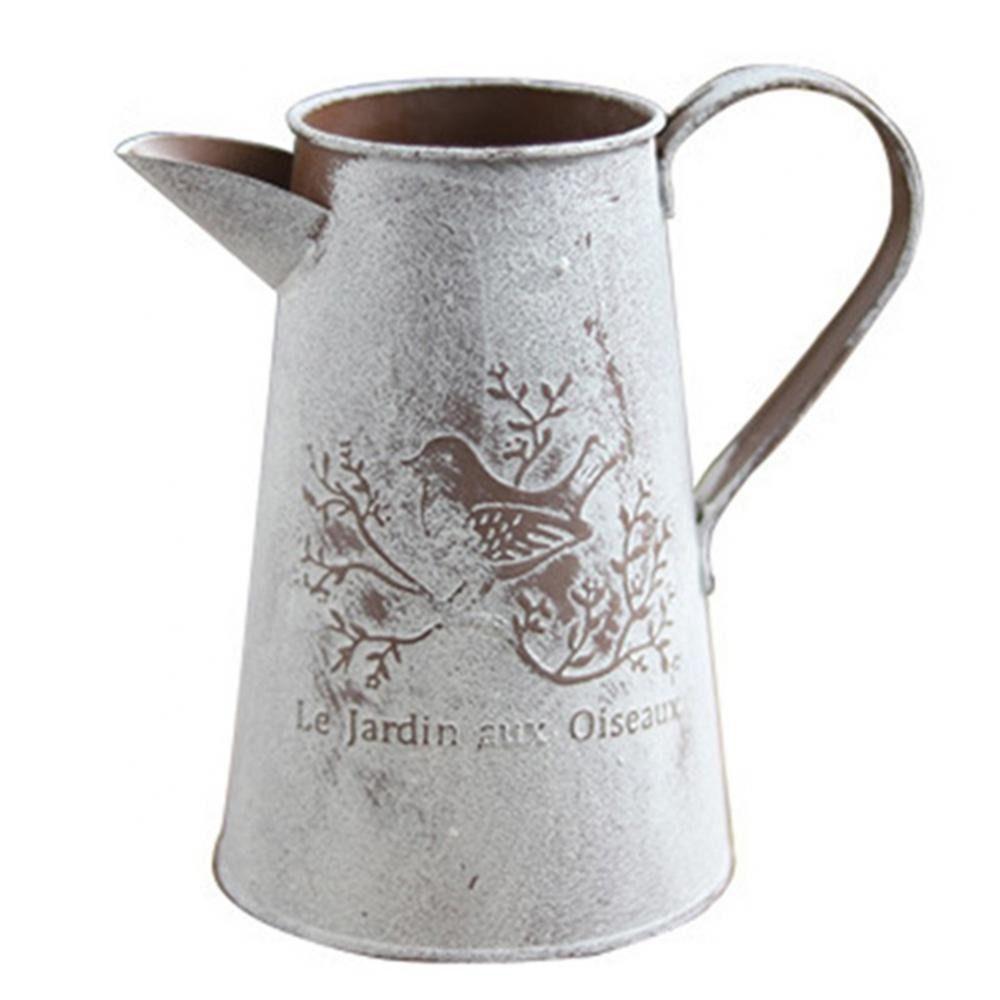 French Script Dried Flower Vase Empty Iron Container Iron Art Bucket  Dried Flowers