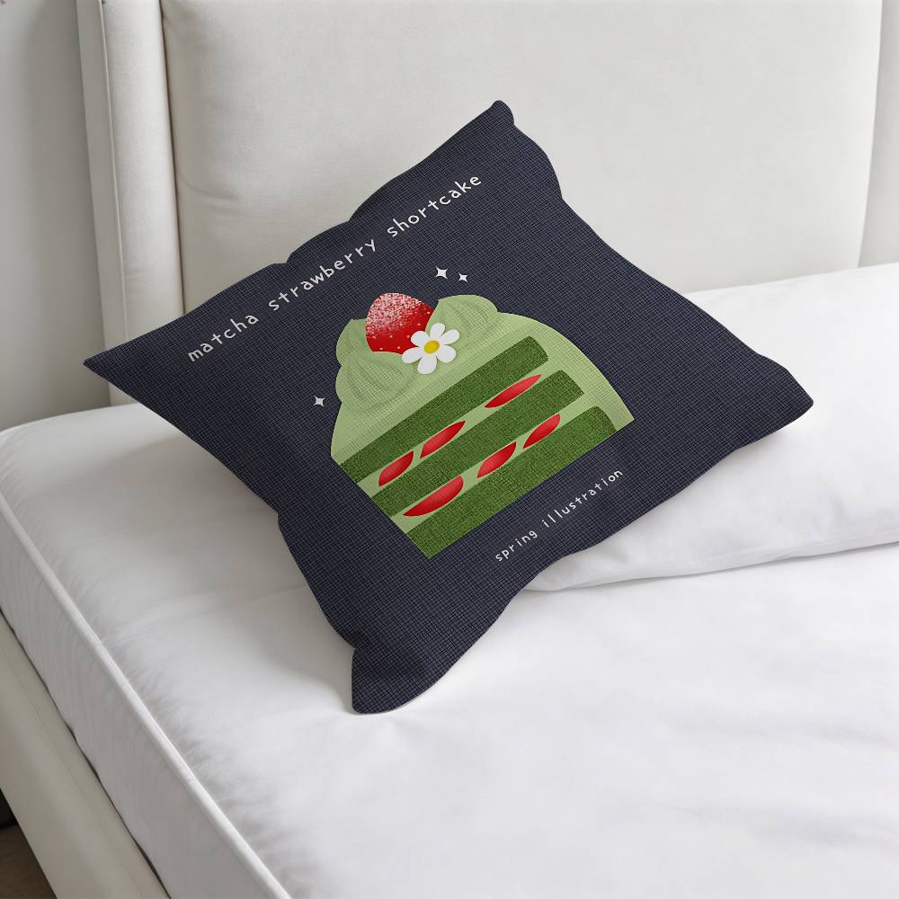 Green INS Style MMatcha Cake Square Pillow Case Soft Decorative Throw Pillow Cover for Home Sofa Bed