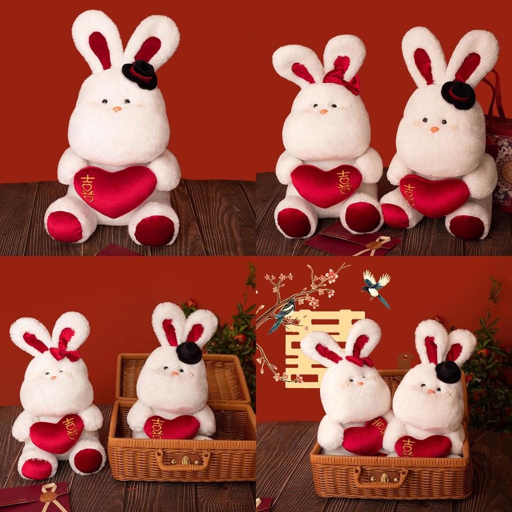 Очаровательная плюшевая игрушка-пара кроликов с галстуком-бабочкой и цилиндром, идеальный свадебный подарок